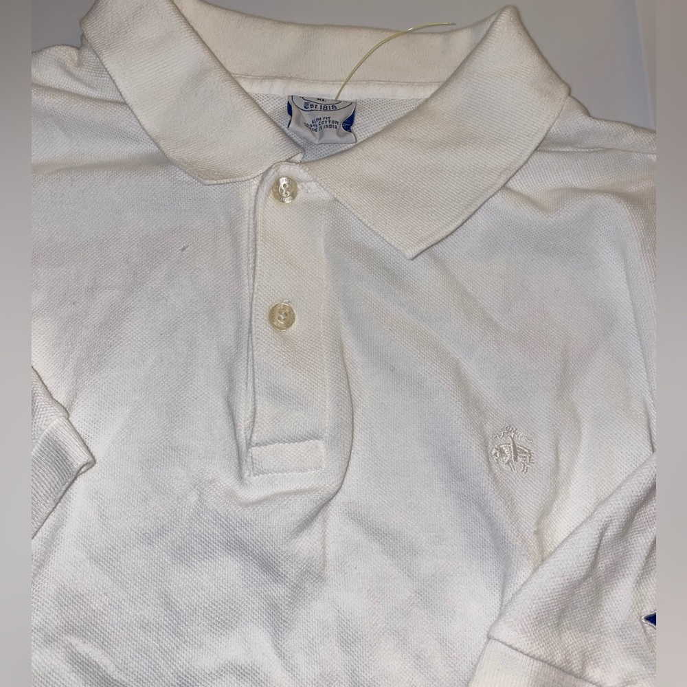 Brooks Brothers Duke Blue Devils SS Polo Shirt WHITE Size XL Slim Fit EUC S5